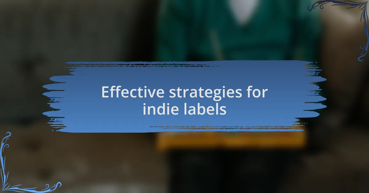 Effective strategies for indie labels