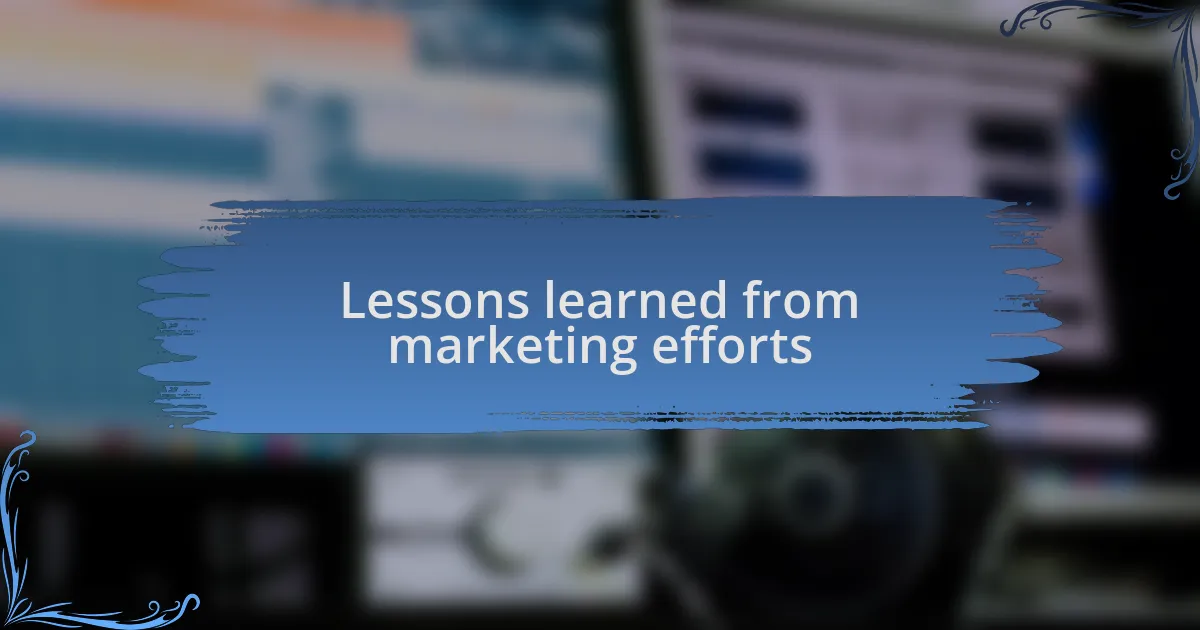 Lessons learned from marketing efforts