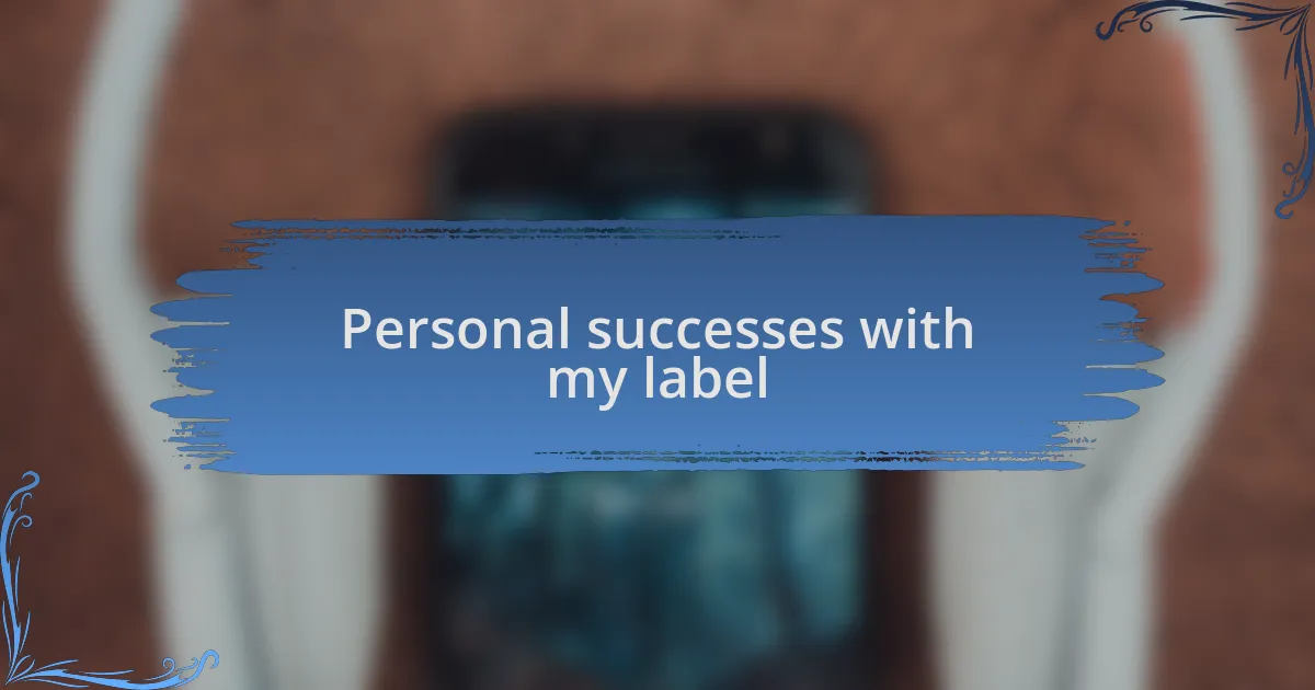 Personal successes with my label