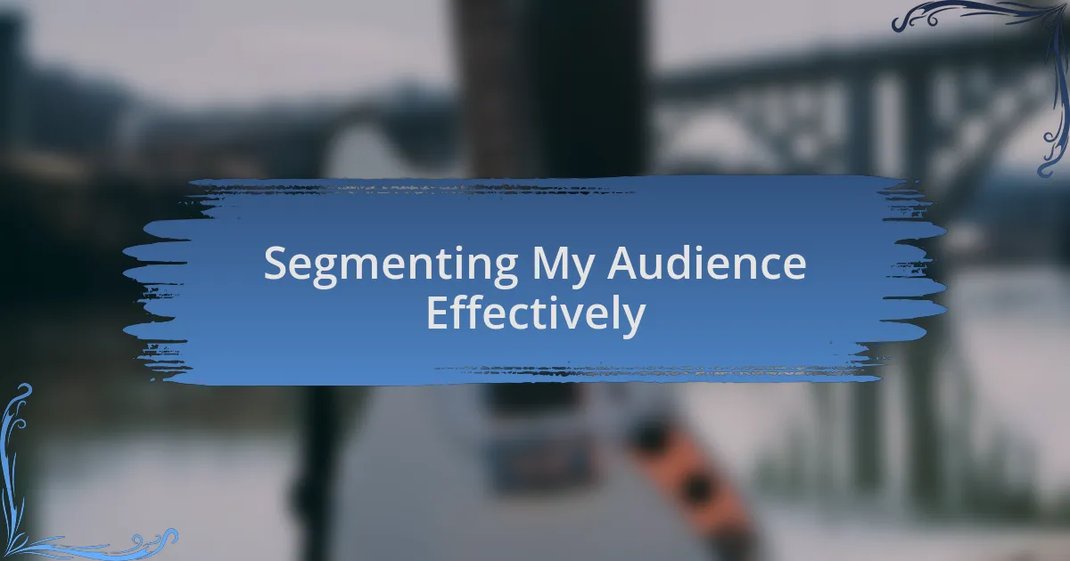Segmenting My Audience Effectively